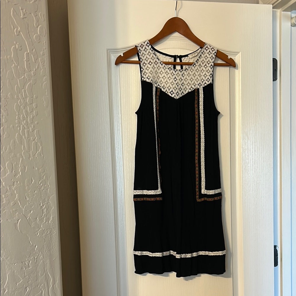 Rewind Black Dress with Cream Lace Accents
